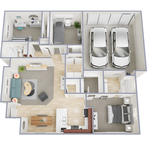 a floor plan of a 3 bedroom apartment